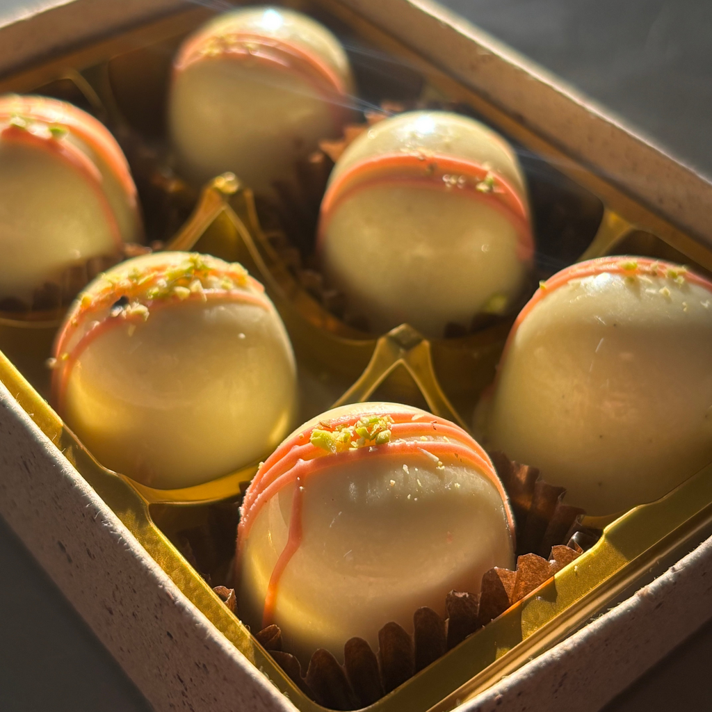 White 30% Raspberry & Pistachio Dome