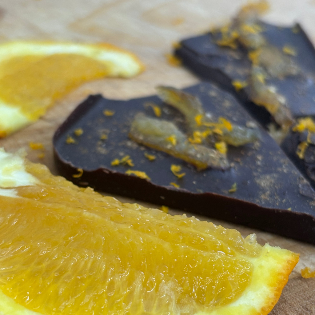 Dark 55% Candied Orange 100g Bar (VE)